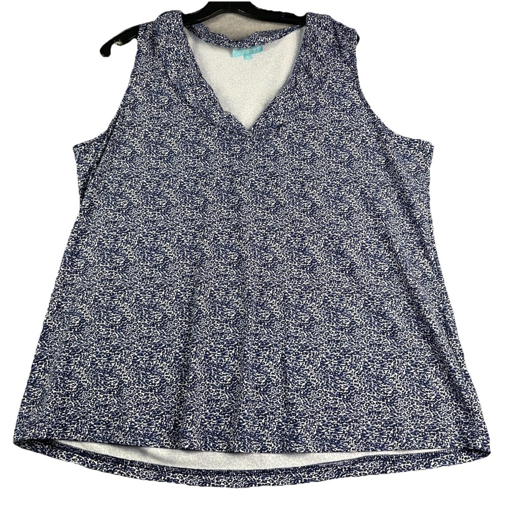 Anthony's Resort Wear Top Women's 1X Sleeveless Blue Animal Print Cruise